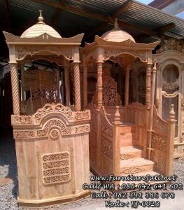 Model Mimbar Masjid Jati Ukiran Kubah