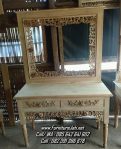 Meja Rias Ukiran Bunga Mawar Kayu Jati
