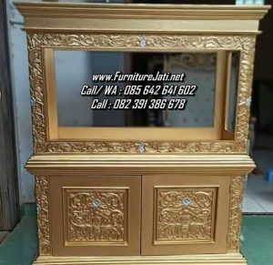 Bufet Aquarium Kayu Jati Ukiran Jepara