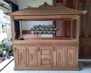 Bufet Aquarium Ukir Atap Joglo Kayu Jati