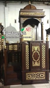 Mimbar Masjid Minimalis Jati Tangga Samping