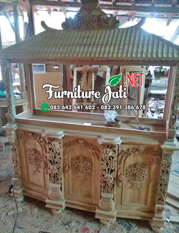 Bufet Aquarium Ukiran Kayu Jati