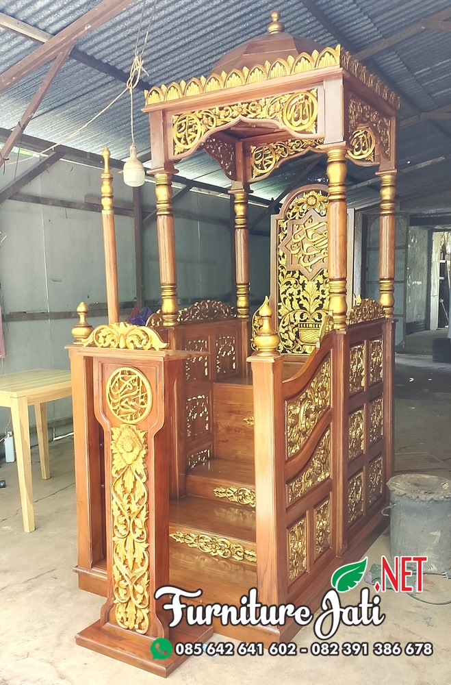 Mimbar Masjid Ukiran Podium Kubah