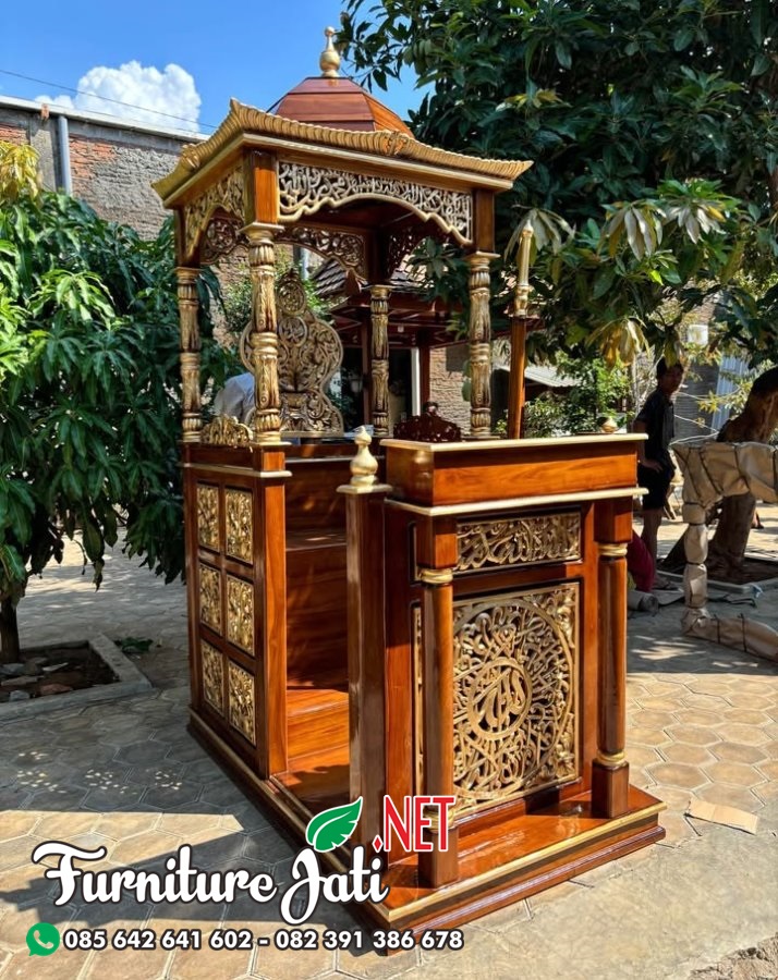 Model Mimbar Masjid Ukir Jepara Pilar