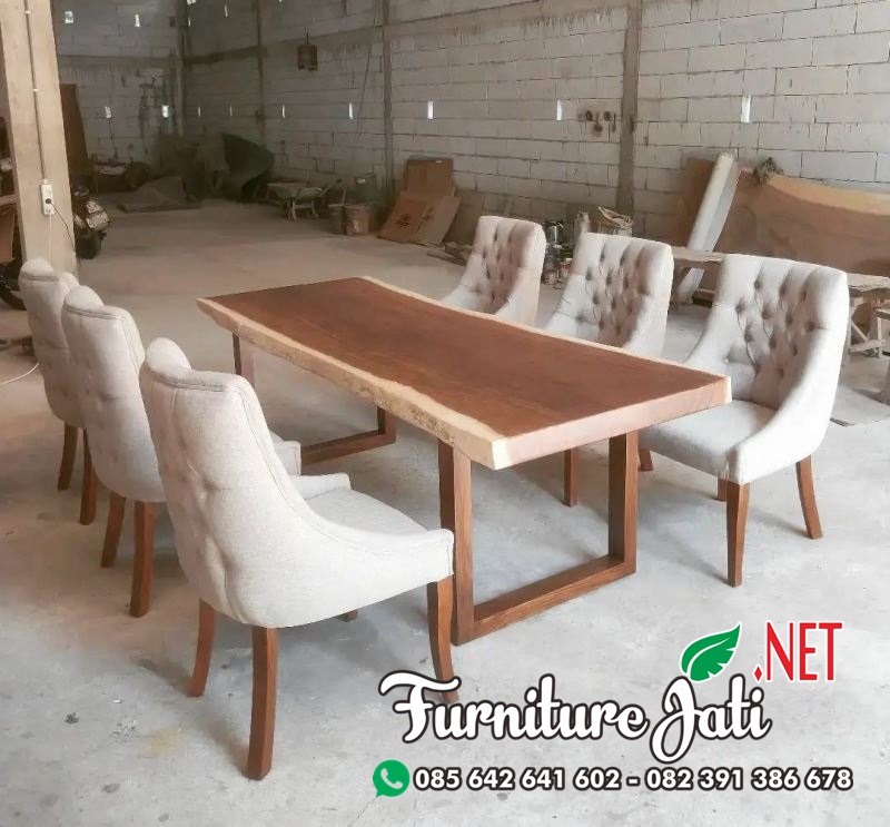 Kursi Meja Makan Sofa Kayu 6 Kursi