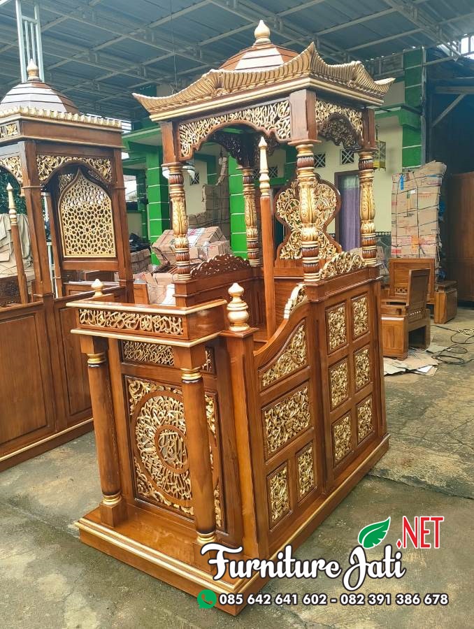 Model Mimbar Masjid Ukir Kayu Jati