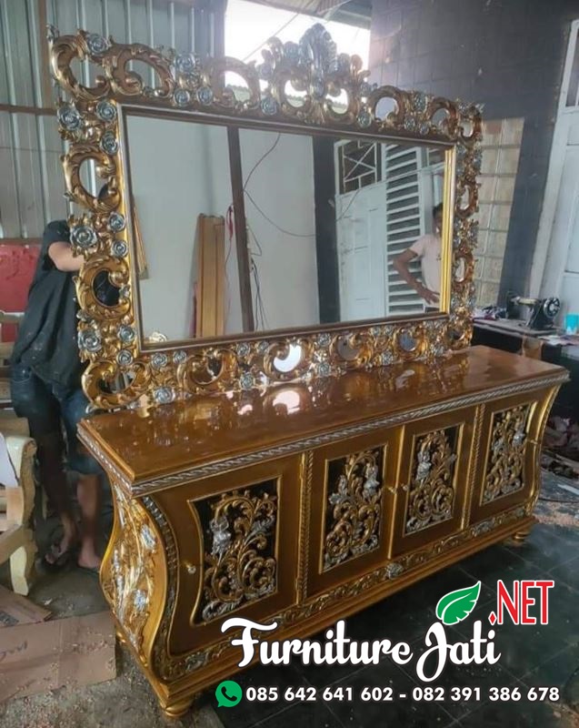 Meja Rias Cermin Mewah Kayu Jati
