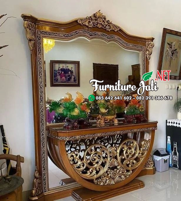 Meja Rias Cermin Ukir Kayu Jati