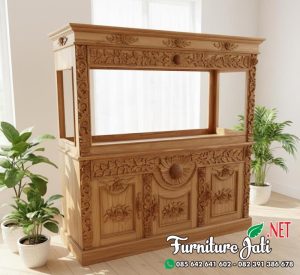 Bufet Aquarium Ukiran Jepara 3 Pintu