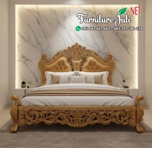 Tempat Tidur Mewah Ukiran Emas Jepara